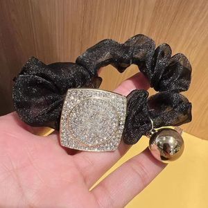 2023 Luksusowa pętla włosów Krąg łyżki Wszechstronny krawat ponytail dhinestone nagłówek prosty organza skórzany opaskę