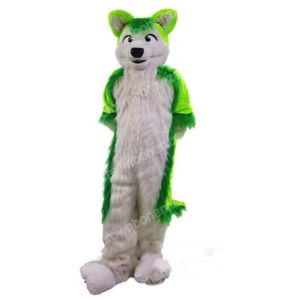 Performance Green Husky Dog Mascot Costumes Cartoon Carnival Unisex Adults Outfit Birthday Party Halloween Christmas Outdoor Outfit Suit