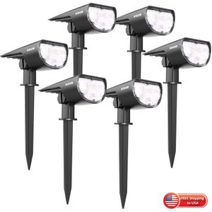 Stock negli Stati Uniti - Lampada da parete per prato da giardino con luce paesaggistica 14 LED Outdoor Fairy Holiday Christmas Party Ghirlande Luci solari da giardino Impermeabile