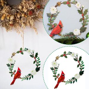 Flores decorativas Red Bird Iron Grinalh Ornament Metal Metal Wall Door Decoração da porta frontal de bola de bola externa interior rolo de corrente