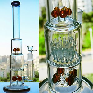 Thick Tall Glass Bongs Big JM Flow Bong with Arm Tree Sprinkle Perc Smoking Water Pipe Recycler Dab Rig 18 mm Joint
