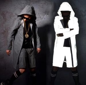 Herrjackor Reflekterande Cape Coat Hip Hop Kläder Herr