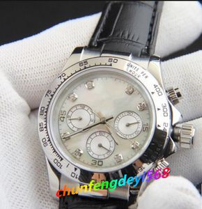 7 stil erkek izle beyaz kadran cal.7750 hareket 40mm bp üreticisi safir otomatik kronograf ince kasa saatler kinetik erkek kol saatleri