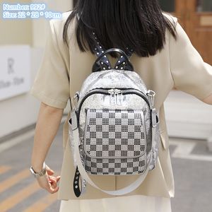 Factory wholesale ladies shoulder bag 2 colors exquisite western style diamond handbag soft leather leisure travel backpack street pop sequined backpacks