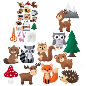 Party Games Crafts Woodland Animals Craft Kit Forest Creatures DIY Sewing Felt Plush Animals For Kids Beginners Educational Sewing Set Kids Art Toy 230517