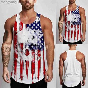 Męski czołg z czołgiem sportowym męski Top Top USA Niepodległość Day 3D Digital Print Tank Top Losowy styl swobodny T230517