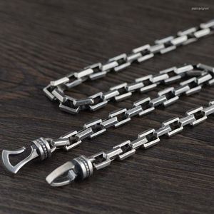 Kedjor S925 Sterling Silver Thai Punk Men Box Chain Link Halsband 925 Pure Male Thick Hip Hop 7mm Fina smycken