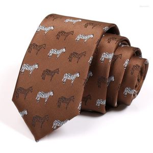 Bow Ties 2023 Men 6CM Brown Tie Fashion Zebra Print Neck For Business Suit Work Necktie Male Korean Style Slim