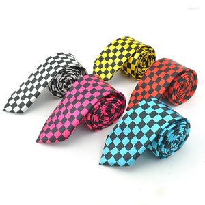 Bow Ties Women Necktie Formal Dress Gift Wedding Shirts Cravat For Men 2 Inch Wide White Checkered Plaid Classic Drop