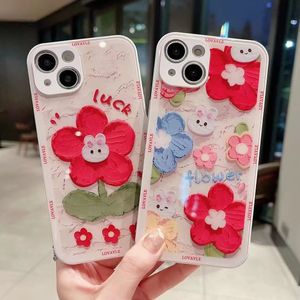 Designer Silicone Phone Case Oil Painting Flower Suitable for iPhone 14 13 12 Pro max 11 14plus Soft shell Anti-fall phone case