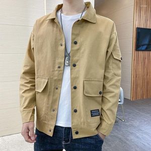 Herrjackor Herrens casual kläder Spring och Autumn Coat Korean Fashion Work Jacket 2023 Skjorta Punk Rave Tactical Factory