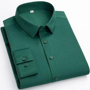 Men's Dress Shirts Plus Size Long Sleeve Men Stretch Dress Shirt Soft Formal Social Business Solid Color Anti wrinkle Work Smart Casual Shirt 230517