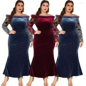 Ethnic Clothing Plus Size African Dresses For Women Muslim Velvet Evening Elegant Abaya Dress Turkey Arabic Islamic Party Kaftan Jilbab