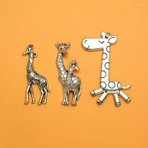 Charms antik silverpläterade giraff djur zoo mamma baby hängen för diy smycken leveranser bulk grossistföremål litet företag