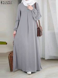 Etniska kläder zanzea mode muslimska abaya hijab klänning kvinnor avslappnad paljett sundress solid party semester vestido långärmad islamiska kläder 230517