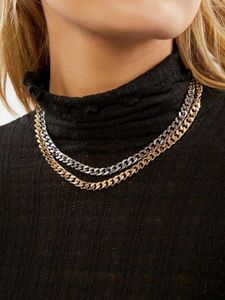 Kedjor Chiao Fashion Jewelry Simple Design Gold Silver Color Figaro Chain Link Korta halsband för kvinnor