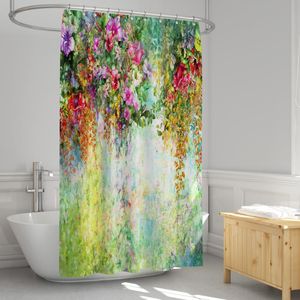 Shower Curtains Flowers Tropical Curtain For Bathroom With 12 Hooks Mould Proof Washable Leaves Print Bath 180x180cm