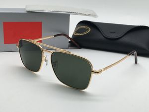 Classic Aviator Sunglasses for Men Women Fashion Rectangle Designer Sunnies Metal Frame Glass Lens Retro Pilot Outdoor Driving Sun Glasses Luxury Eyewear 6 Colors