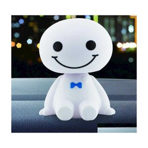 Interiördekorationer Bil Ornament Dashboard Ornament Cute Shaking Head Robot Doll Decoration Accessories Toys Toys Drop Delivery Mo Otcqt