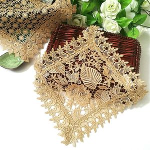 Table Mats Square 30cm European Embroidery Hollow Champagne Gold El Restaurant Placemat Coffee Tea Cup Small Furniture Mat