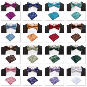 Bow Ties Floral Neck Tie Set Mens For Men Slips Bowtie Pocket Square Wedding Polyester Butterchief