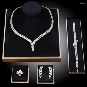 Necklace Earrings Set 2023 Selling 4-Piece Bridal Wedding Jewelry Dubai Nigeria Women's Party Accessories Design