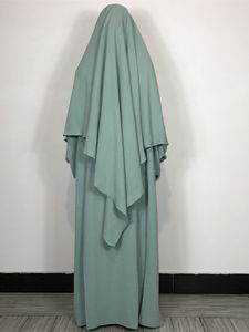 Ubranie etniczne Eid muzułmańskie kobiety abaya długa sukienka Khimar 2 -częściowy zestaw modlitewnych odzież Abaya Hijab Pełna okładka szata Ramadan Kaftan Jilbab Djellaba 230517