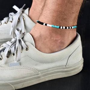 Anklets Breaks Bracelets Bracelets dla mężczyzn Czarny ręcznie robiony pleciony sznur Surfer Anklet Summer Holiday Beach Foot Jewelry