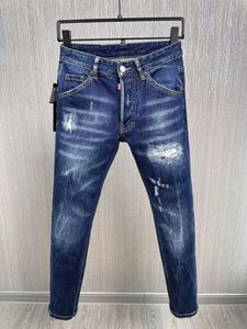 män dsq2 coolguy jeans klassiska blå jeans hip hop rock moto mens design rippade nödställda mager denim cyklist dsq2 jeans 885