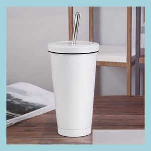 Mugs 18Oz Blank Sublimation Cone Milk Mug White Vacuum Insation Coffee Tumbler Stainless Steel Sts Simple Portable Travel Cup Drop D Dhoc5