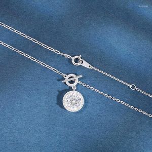 Chains Shiny Selection S925 Full Body Sterling Silver Necklace Two Moissanite Neck Chain White Round Diamond Collar