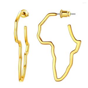 Hoop Earrings U7 Africa Map Design Big / Small Gold Plated Minimalist For Women Men Statement Ethnic Jewelry E1025