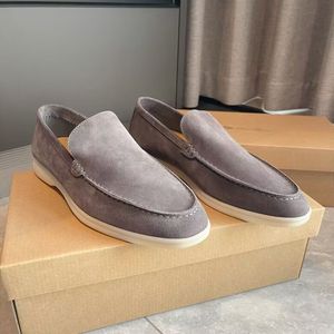 23S Luxury designer LP men casual shoes summer walk suede loafers soft cow calfskin leather rubber sole light comfort man loafer slip on with box