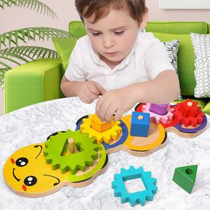 Math Counting Time gear block board wooden blocks Children'S Education Gear Toys Assembling Blocks Colorful Sorting Color Cognitive toy 230516