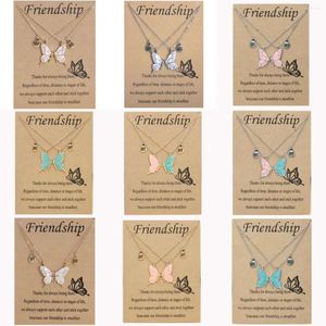 Colares pendentes 2pcs/conjunto de colar de borboleta amigo amiga amor casal bff para meninas mulheres crianças jóias de amizade