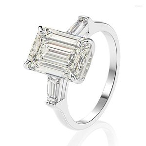 Ringos de cluster Cosya 925 Corte de esmeralda de prata esterlina criou uma pedra preciosa de zircão para mulheres noivado de casamento diamantes anel de jóias finas