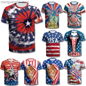 Mäns T-shirts 2023 Spring/Summer Apparel USA Independence Day Men's Sportswear Short Sleeve Digital Printed T-Shirt Par Dress T230517