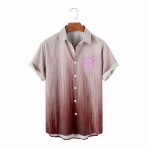 Men's T Shirts Men's Coconut Tree Gradient Casual Fashion Beach Loose Shirt Clothes Camisas De Hombre Holiday Party