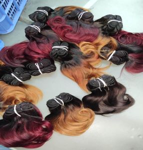 shedding ombre wavy human hair african Peruvian 8quot in 6pcslot red brown extensions good s4688773