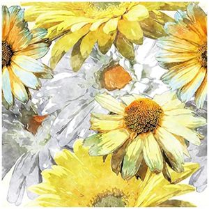 Tapeten, Vintage-Herbst-Sonnenblumen-Tapete zum Abziehen und Aufkleben, florales, blühendes Gelb-Grau-Wandbild, Aufkleber für Möbelrenovierung