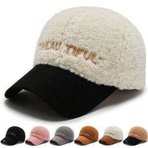 Top kapaklar Sonbahar Kış Sıcak Beyzbol Kapağı Yeni Moda Erkekler Kadın Teddy Velvet Sıcak Snapback Ins Popüler Sevimli Peluş Şapka EP0423 AA220517