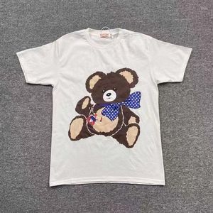 Herren-T-Shirts KAPITAL T-Shirts Bären-Druck, weiße Baumwolle, übergroß, 1:1, hochwertige kurze Ärmel
