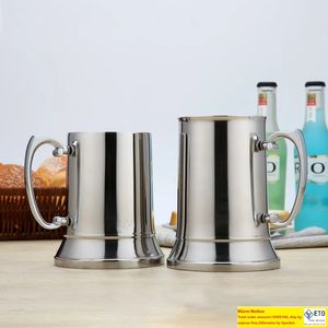 16 20 onzas Tankard Stein Taza de cerveza de acero inoxidable de doble pared Cóctel Desayuno Tazas de leche con asa gruesa Taza de café