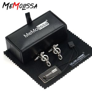 Memolissa manschettknappar Set Popular Music Note High Quality Silver Color Cufflinks Classic French Shirt Cuff Links Friends Gifts