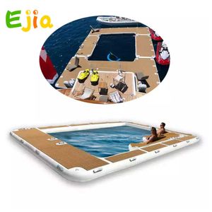 Venda quente de 13 pés/4m de iate inflável piscina flutuante de iate água piscina marinho de ar grande piscina mar do mar para barco