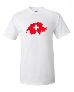 Męskie koszule 2023 Modna koszula Szwajcarska Szwajcaria Suisse Flaga White Cross Red Map Muscle