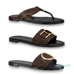 2023 desinger slippers slide thong sandal brown leather letters sandals women slipper men slides waterfront womens 35-41