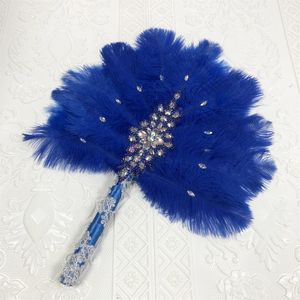 Obiekty dekoracyjne 1PCS One African Turkey Feather Handfan for Dance EventAille Mariage Wedding Decoration Hand Fan Nigerian Feathers Fan 230516