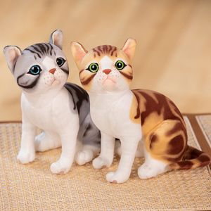 Stuffed Lifelike Siamese Cats Plush Toy Simulation American Shorthair Cute Kitten Doll Pet Toys Home Decor Gift For Girls