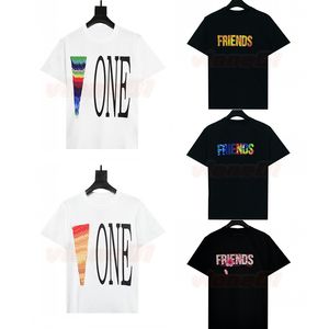 Mens Summer Short Sleeve T Shirts Designer Men Color Letter Printing Tees Womens Hip Hop Tops Size S-XL